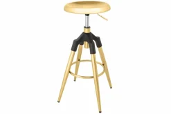 Höhenverstellbarer Barhocker INDUSTRIAL gold schwarz Metall rund drehbar Industrial Design