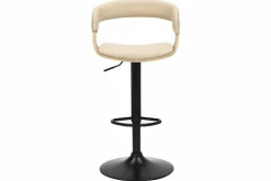 Höhenverstellbarer Barhocker MANHATTAN natur Eiche creme beige Kunstleder drehbar