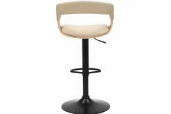 Höhenverstellbarer Barhocker MANHATTAN natur Eiche creme beige Kunstleder drehbar