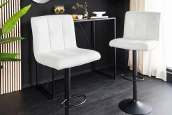 Höhenverstellbarer Barhocker MODENA weiß Kunstleder schwarz mit Lehne drehbar