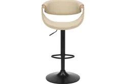 Höhenverstellbarer Barhocker ORGANIC natur Eiche creme beige Kunstleder mit Armlehne