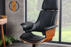 Höhenverstellbarer Bürostuhl MANHATTAN Kunstleder Walnuss mit Armlehne Retro Design