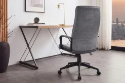 Höhenverstellbarer Bürostuhl LAZIO anthrazit Vogue Velours Samt drehbar mit Rollen