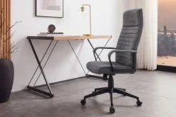 Höhenverstellbarer Bürostuhl LAZIO anthrazit Vogue Velours Samt drehbar mit Rollen