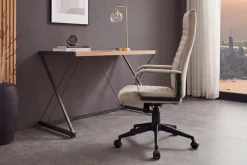 Höhenverstellbarer Bürostuhl LAZIO taupe Vogue Velours Samt drehbar mit Rollen
