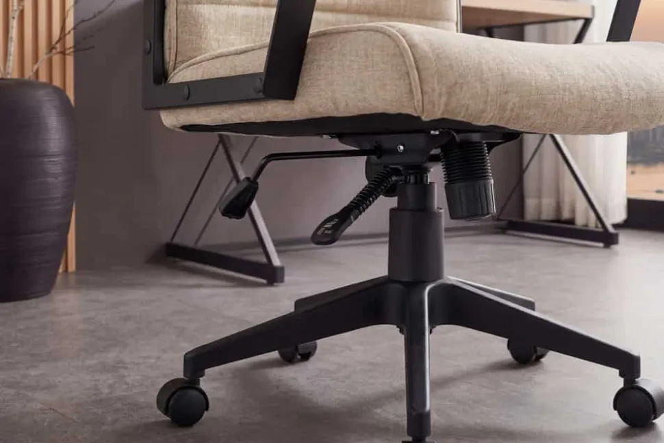 Höhenverstellbarer Bürostuhl LAZIO beige Vogue Velours Samt drehbar mit Rollen