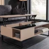 Höhenverstellbarer Couchtisch APARTMENT 110cm taupe greige schwarz Metall Stauraum