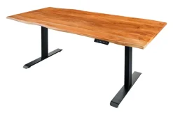 Höhenverstellbarer Schreibtisch MAMMUT 120cm natur Akazie Massivholz Baumkante