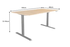 Höhenverstellbarer Schreibtisch OAK DESK 120cm natur Eiche schwarz Metall