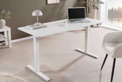 Höhenverstellbarer Schreibtisch WHITE DESK 140cm weiß Metallgestell Bürotisch