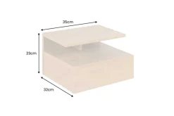 Hängender Nachttisch FLOATING 35cm natur Wildeichen-Optik Regal mit Schublade