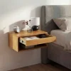 Hängender Nachttisch PURE 50cm braun Mangoholz honey finish Wandregal Schublade