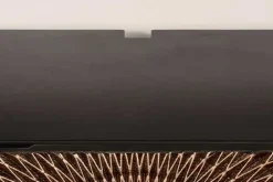 Hängendes TV-Board ILLUSION 160cm schwarz Mangoholz Massivholz mit 3D Schnitzereien gold
