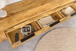 Hängendes TV-Board IRON CRAFT 160cm natur Mango Massivholz drei Schubladen Lowboard