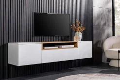 Hängendes TV-Board LOFT 160cm weiß natur drei Fächer mit Schublade