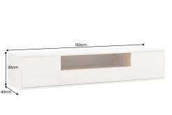 Hängendes TV-Board LOFT 150cm weiß natur fünf Fächer mit Schublade