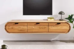 Hängendes TV-Board ORGANIC 160cm natur Akazienholz massiv handmade mit Schubladen