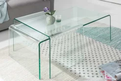 Hochwertiges 2er Set Glas Couchtisch FANTOME 100cm transparent