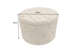Hocker MODERN BAROCK 60cm champagner greige Bouclé mit Stauraum