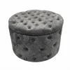 Hocker MODERN BAROCK 60cm grau Bouclé mit Stauraum