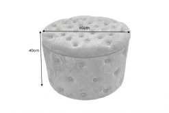 Hocker MODERN BAROCK 60cm grau Bouclé mit Stauraum