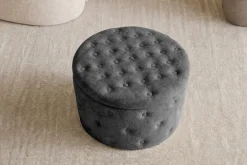Hocker MODERN BAROCK 60cm grau Bouclé mit Stauraum