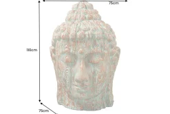 Imposanter XXL Kopf BUDDHA 110cm kupfer grün GRC Beton