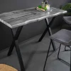Industrial Bartisch WILD 120cm grau Wildeichen-Design schwarz Metall X-Gestell