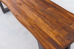 Industrial Baumstamm Sitzbank GENESIS 160cm Akazie Massivholz Kufengestell
