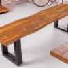 Industrial Baumstamm Sitzbank GENESIS 180cm Akazie Massivholz Metallgestell Live Edge