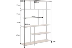 Industrial Bücherregal SLIM LINE 185x135cm Wildeiche schwarz sechs Regalböden