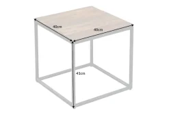 Industrial Beistelltisch BARRACUDA 40cm recyceltes Massivholz mit geflexten Beinen