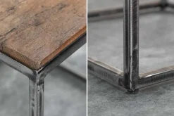 Industrial Beistelltisch BARRACUDA 40cm recyceltes Massivholz mit geflexten Beinen