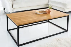 Industrial Couchtisch ARCHITECTURE 100cm Wildeiche geölt schwarzes Metallgestell Massivholz