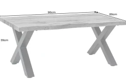 Industrial Couchtisch WILD 90cm grau Wildeichen-Design schwarz Metall Baumkante