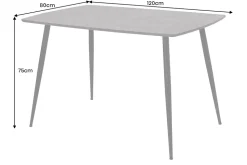 Industrial Esstisch APARTMENT 120cm grau Beton-Design schwarzes Metallgestell