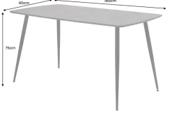 Industrial Esstisch APARTMENT 140cm grau Beton-Design schwarzes Metallgestell