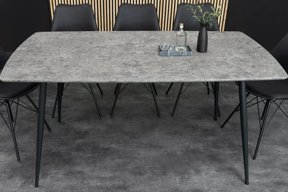 Industrial Esstisch APARTMENT 140cm grau Beton-Design schwarzes Metallgestell