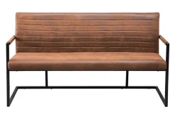 Industrial Freischwinger Bank LOFT 160cm vintage braun mit Armlehne