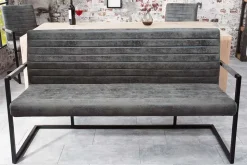 Industrial Freischwinger Bank LOFT 160cm vintage grau mit Armlehne