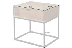 Industrial Nachttisch IRON CRAFT 45cm Mangoholz mit Schublade Beistelltisch