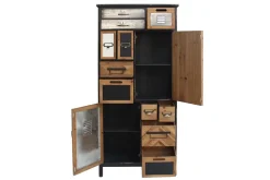 Industrial Schubladenschrank SECRETS 150cm braun schwarz Metall Pinienholz Vintage
