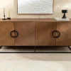 Industrial Sideboard GRANDEZZA 180cm natur Walnuss schwarz Metall viel Stauraum