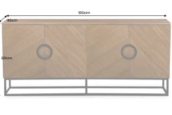 Industrial Sideboard GRANDEZZA 180cm natur Walnuss schwarz Metall viel Stauraum