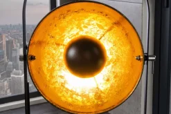 Industrial Stehlampe STUDIO 130cm schwarz Blattgold-Optik 3 neigbare Schirme