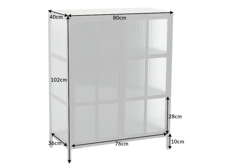 Industrial Vitrine DURA STEEL 80cm schwarz Metall Riffelglas