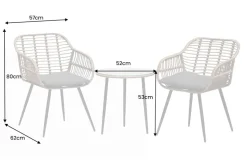 In- und Outdoor Bistro Balkon-Set PARIS braun Polyrattan Sitzgruppe wetterfest mit Tisch