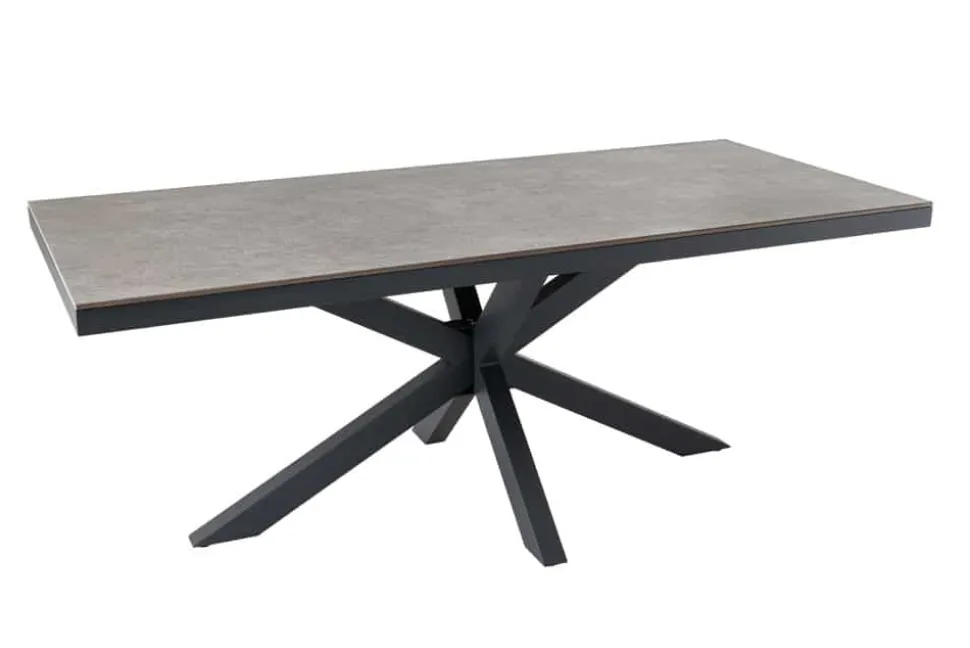 In- und Outdoor Esstisch GALAXIE 200cm hellgrau Keramik anthrazit Aluminium