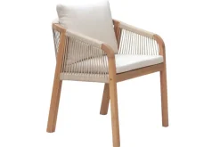 In- und Outdoor Gartenstuhl BALI ROPE natur beige Akazie wetterfest mit Armlehne Kissen