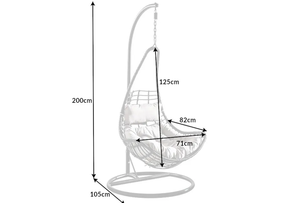 In- und Outdoor Hängesessel LOFT WIDE grau schwarz Hängestuhl inkl. Kissen wetterfest